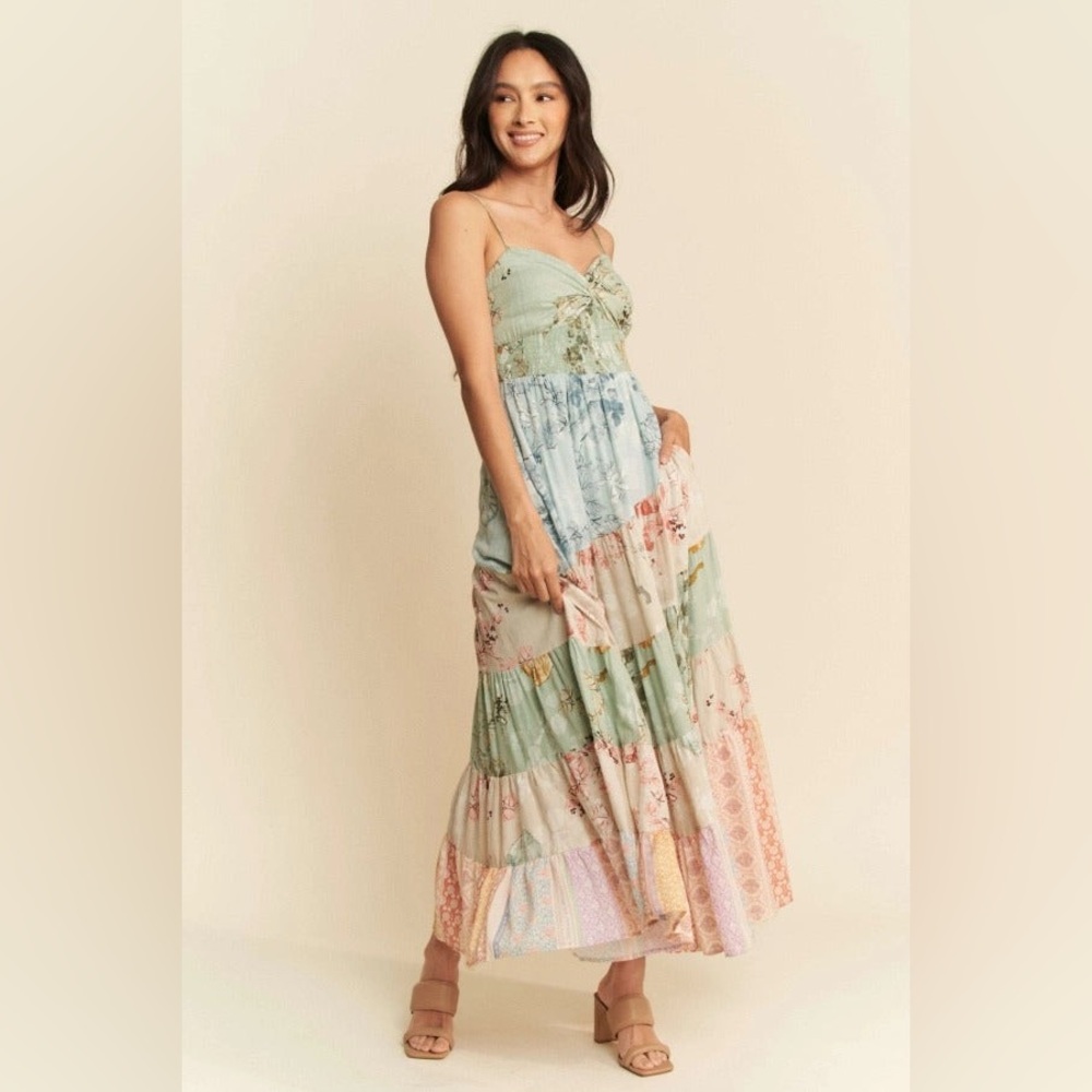 Boho Floral Patchwork Tiered Maxi Dress - Davi & Dani - Picture 3 of 7
